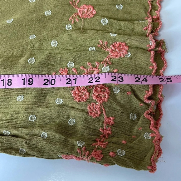 Free People Hearts Rising Pants Womens Large Embroidered Moss Green Tassels - Picture 10 of 10